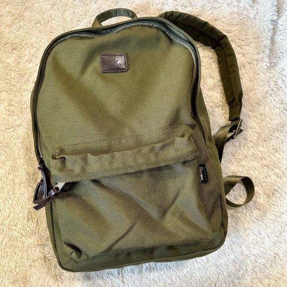 Takeo Kikuchi Other - Takeo Kikuchi Green Cordura Tech Fabric Backpack With Chrome and Leather Accents